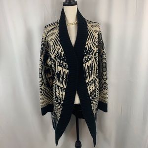Freeway open front long cardigan with fun print